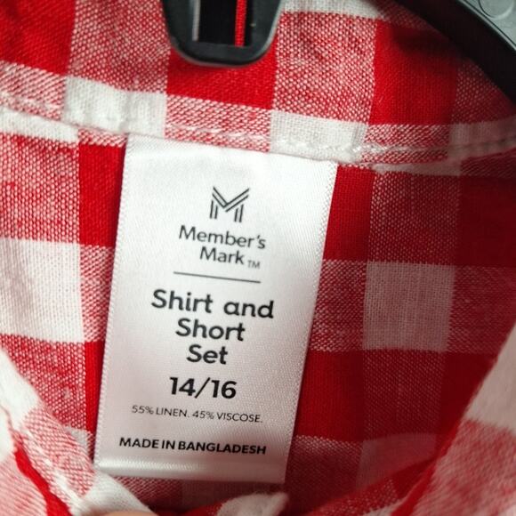 Members mark 14/16 Red and White Plead Tees - Picture 4 of 5